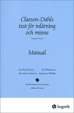 CD-testet. Claeson-Dahls test för inlärning och minne. Bild på manual
