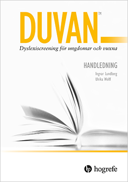 DUVAN. Dyslexiscreening för ungdomar och vuxna. Bild på handledning.
